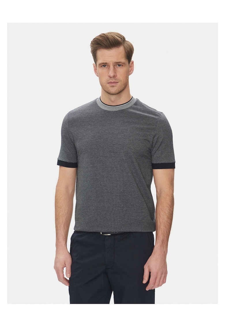 Tricou barbat gri/bleumarin - bumbac