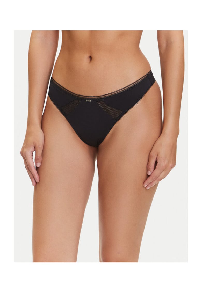 Chiloti tanga dama negru - 100% bumbac -