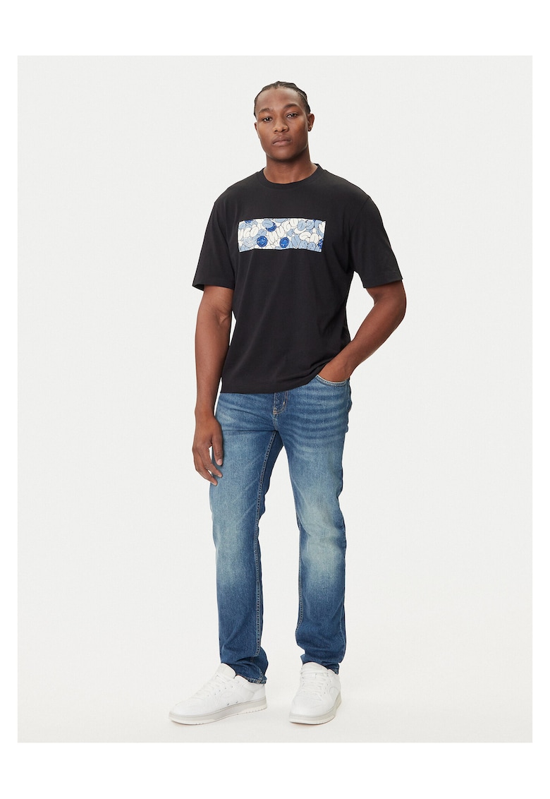 Tricou barbati - negru/albastru - bumbac