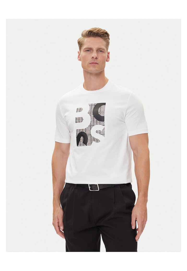 Tricou barbat alb/negru - bumbac