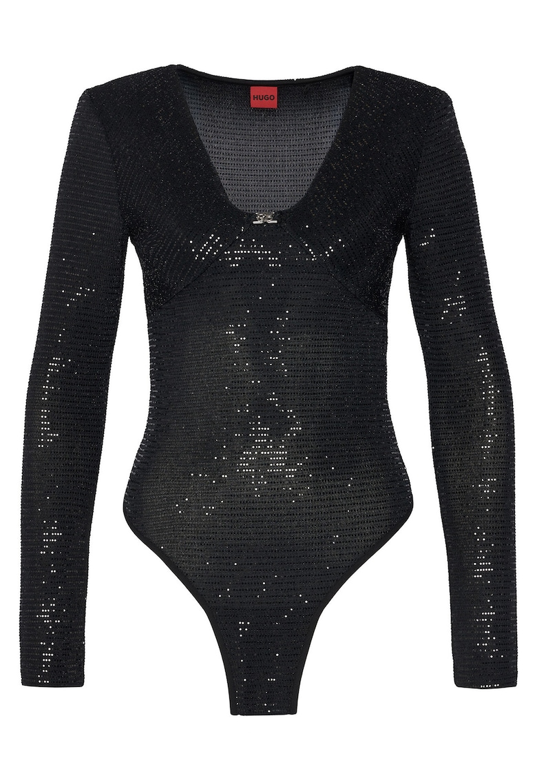 Body de dama negru - fabricat din material elastic