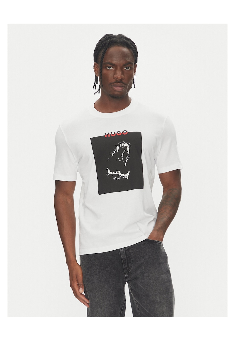 Tricou barbati alb/negru - bumbac -