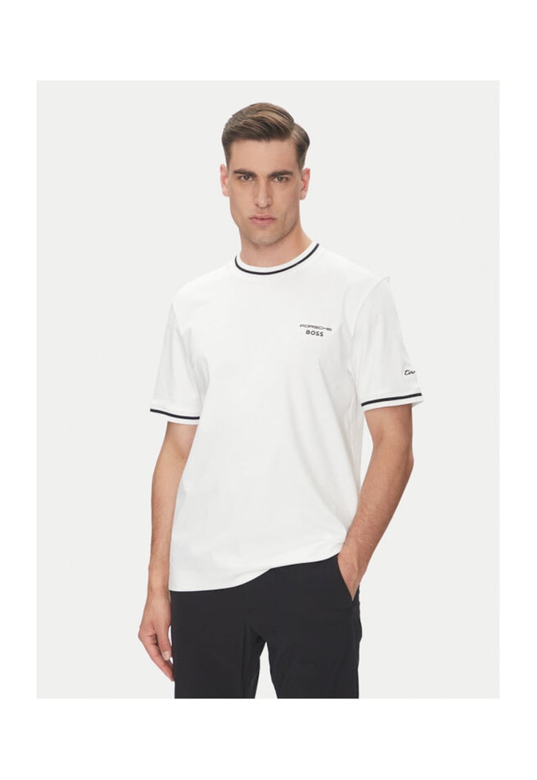 Tricou barbat alb/negru - din bumbac