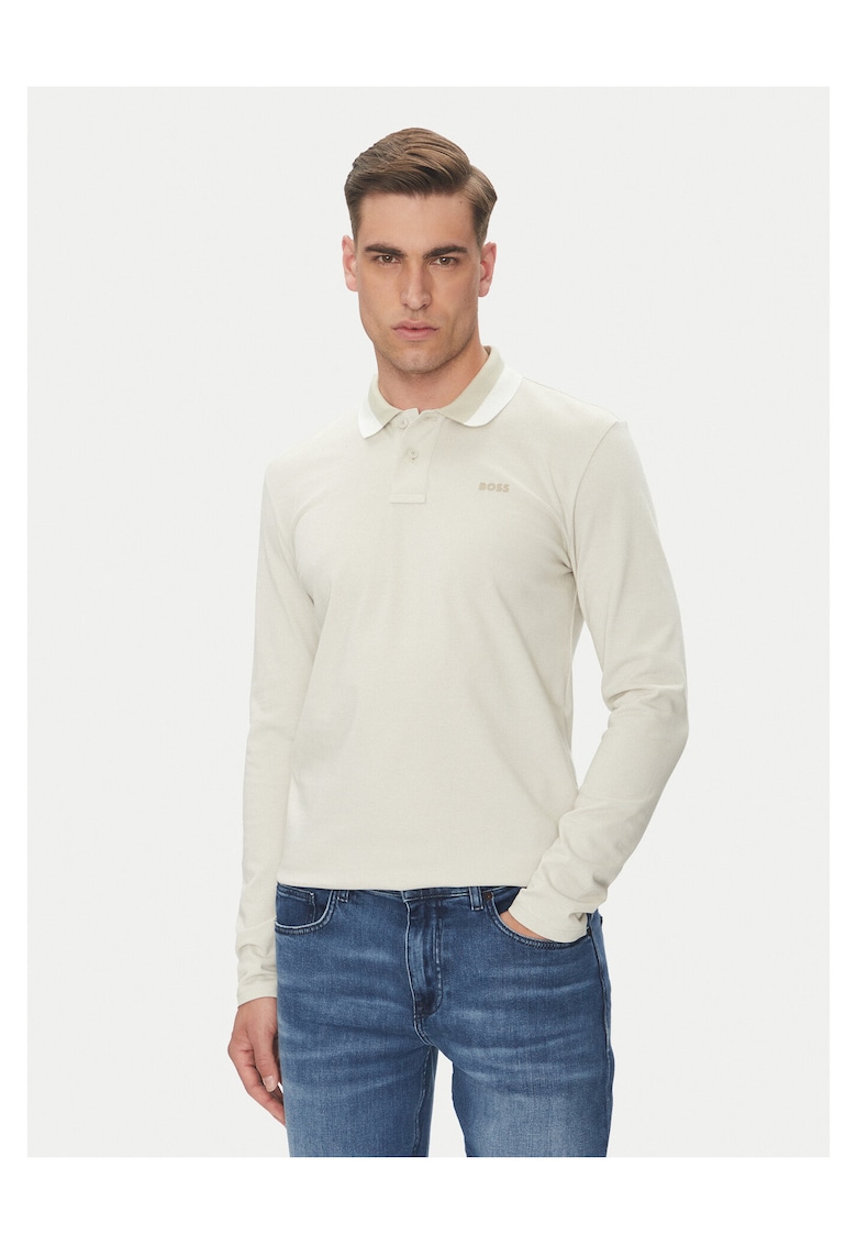 Bluza polo barbati bej - bumbac
