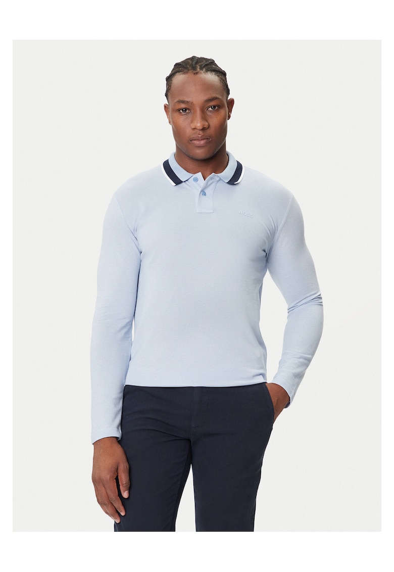 Bluza polo barbati albastru - bumbac -