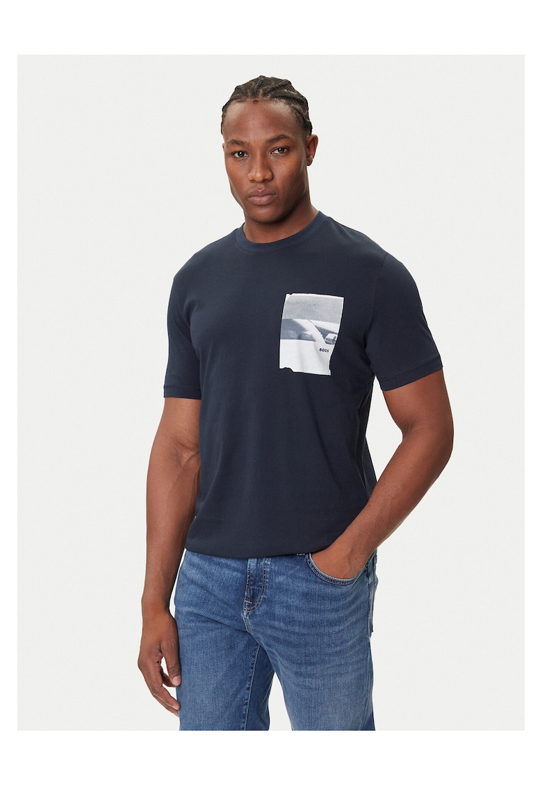 Tricou barbat bleumarin - bumbac -