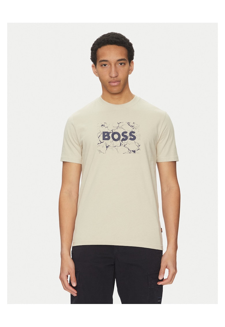 Tricou barbat bej bumbac