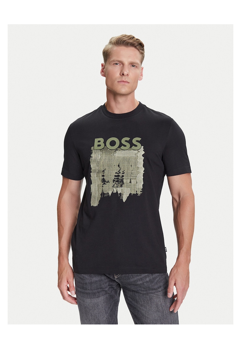 Tricou barbat negru - material bumbac