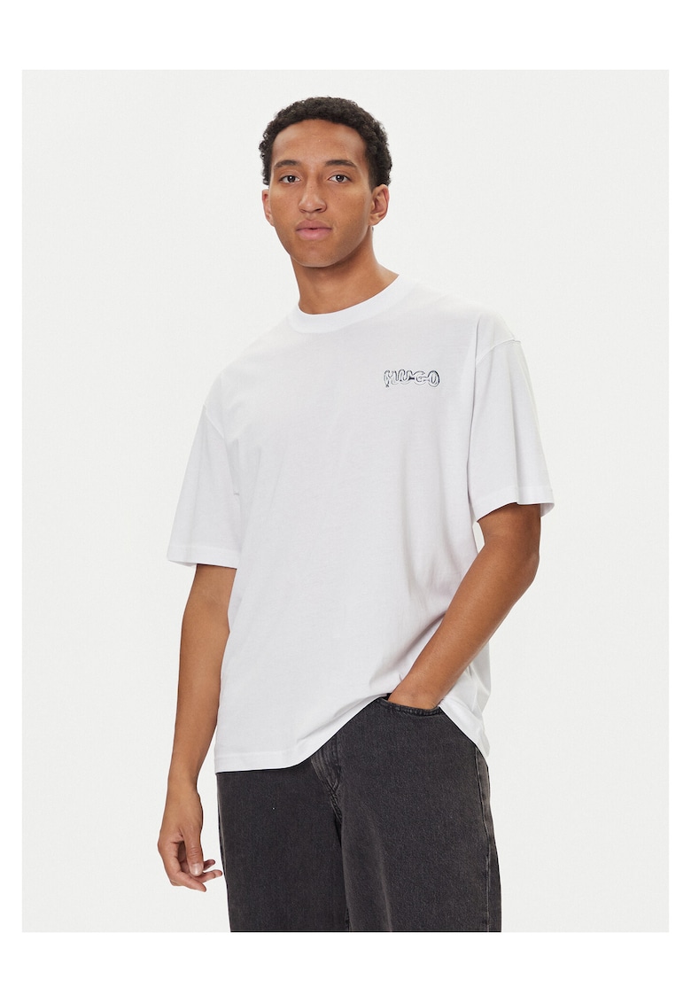 Tricou barbati alb - bumbac - cu logo