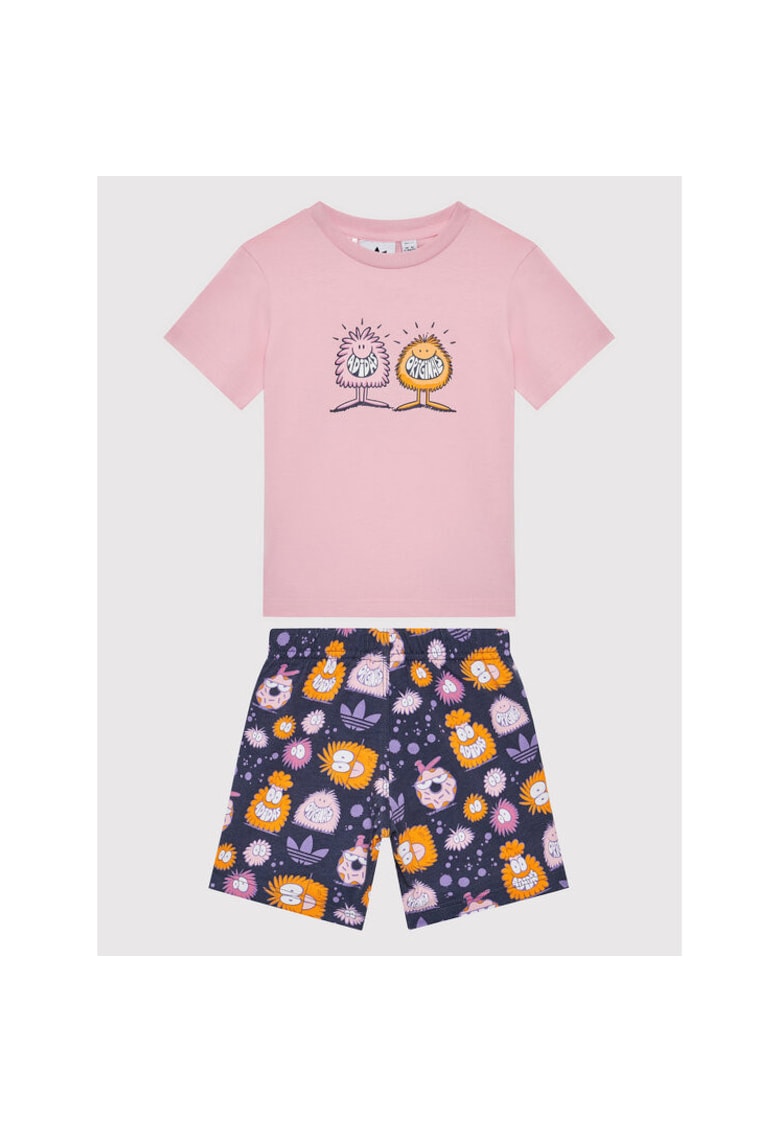 Set tricou si pantaloni scurti sport multicolor - pentru fetite