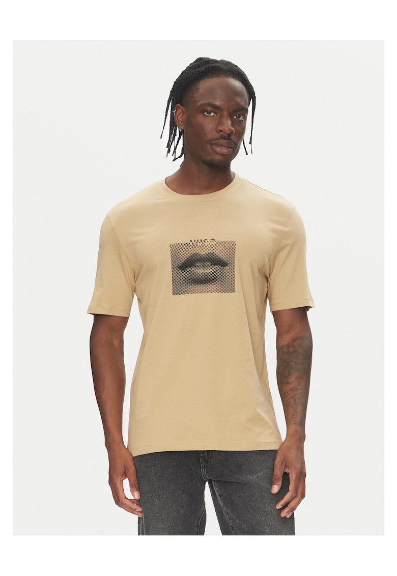 Tricou barbati bej - bumbac