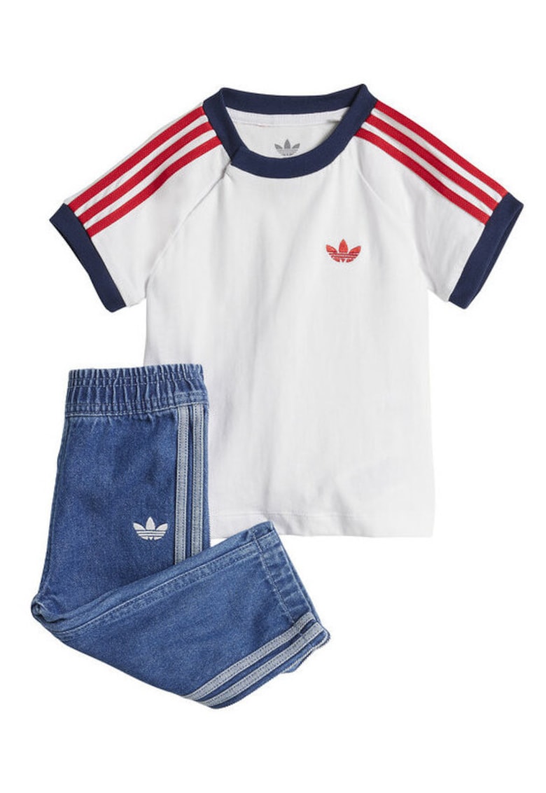 Set Compleu Tricou si Pantaloni Scurti Unisex - alb/albastru - bumbac