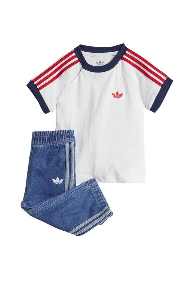 Set Compleu Tricou si Pantaloni Scurti Unisex - alb/albastru - bumbac