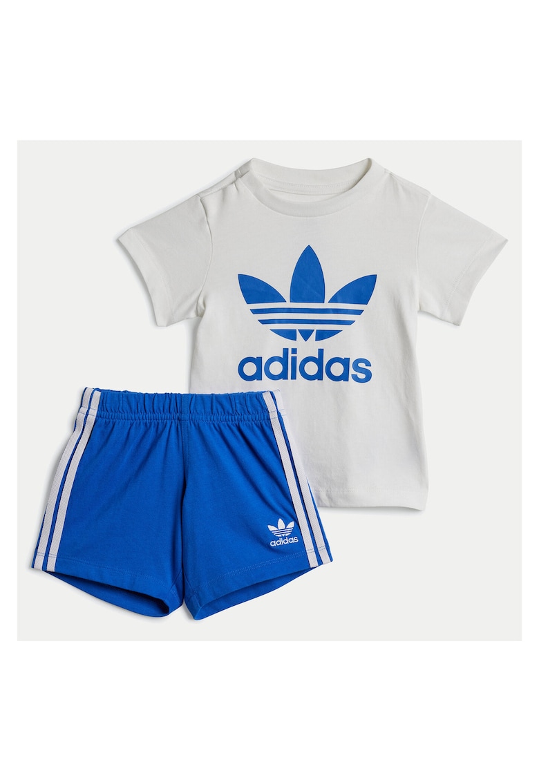 Set tricou si pantaloni scurti - alb/albastru - bumbac -