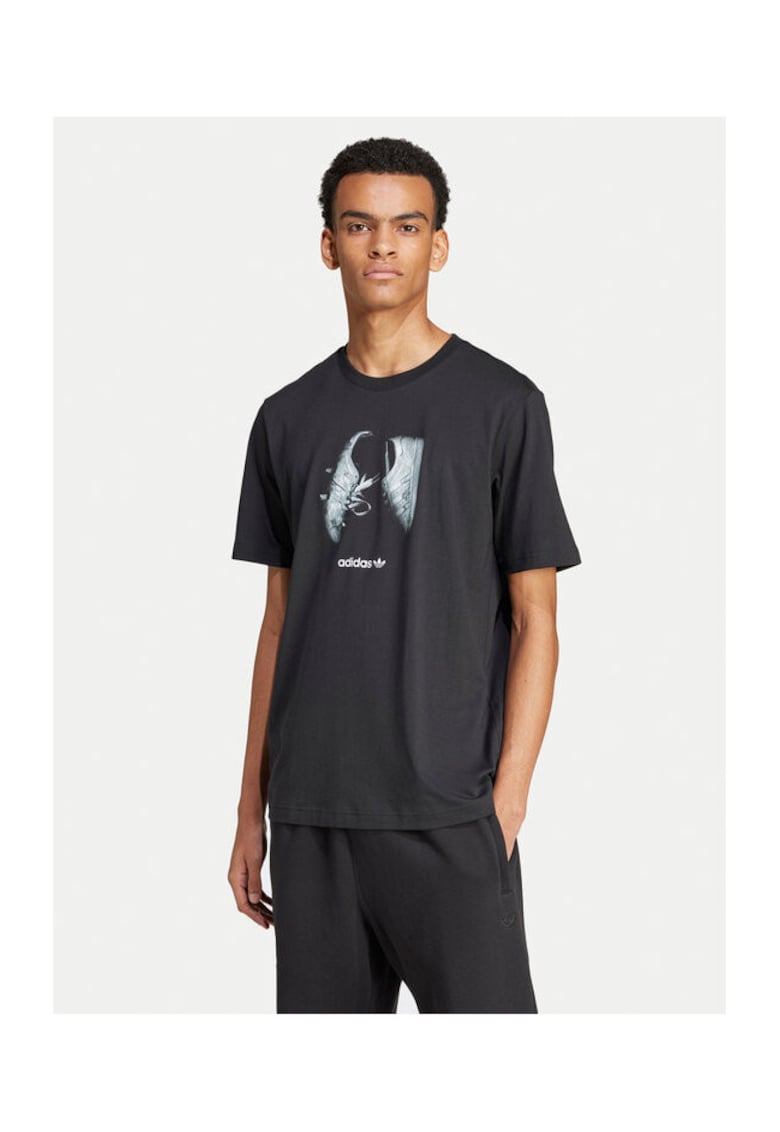 Tricou cu imprimeu pentru barbati negru - bumbac