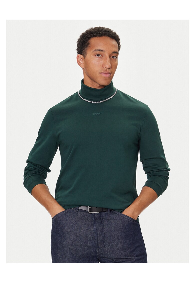 Pulover cu guler inalt pentru barbati verde - bumbac
