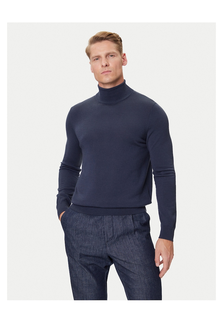 Pulover polo barbati bleumarin - bumbac