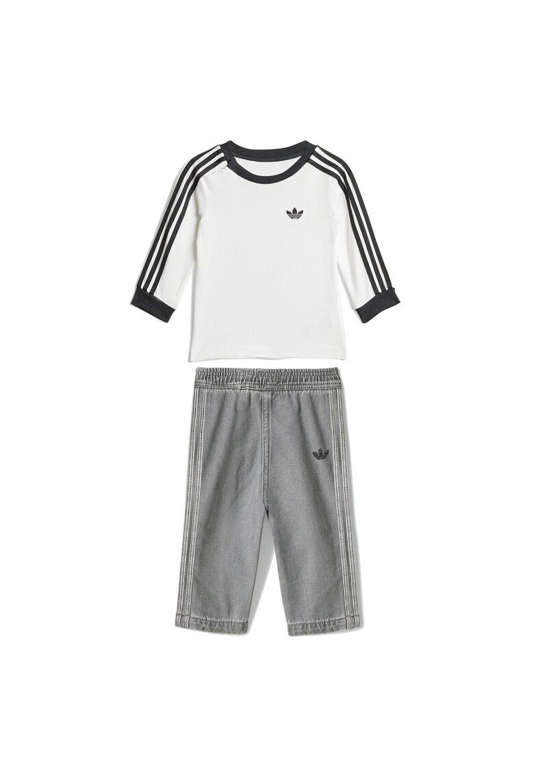 Compleu pentru copii - bluza si pantaloni - unisex - alb/gri - bumbac -
