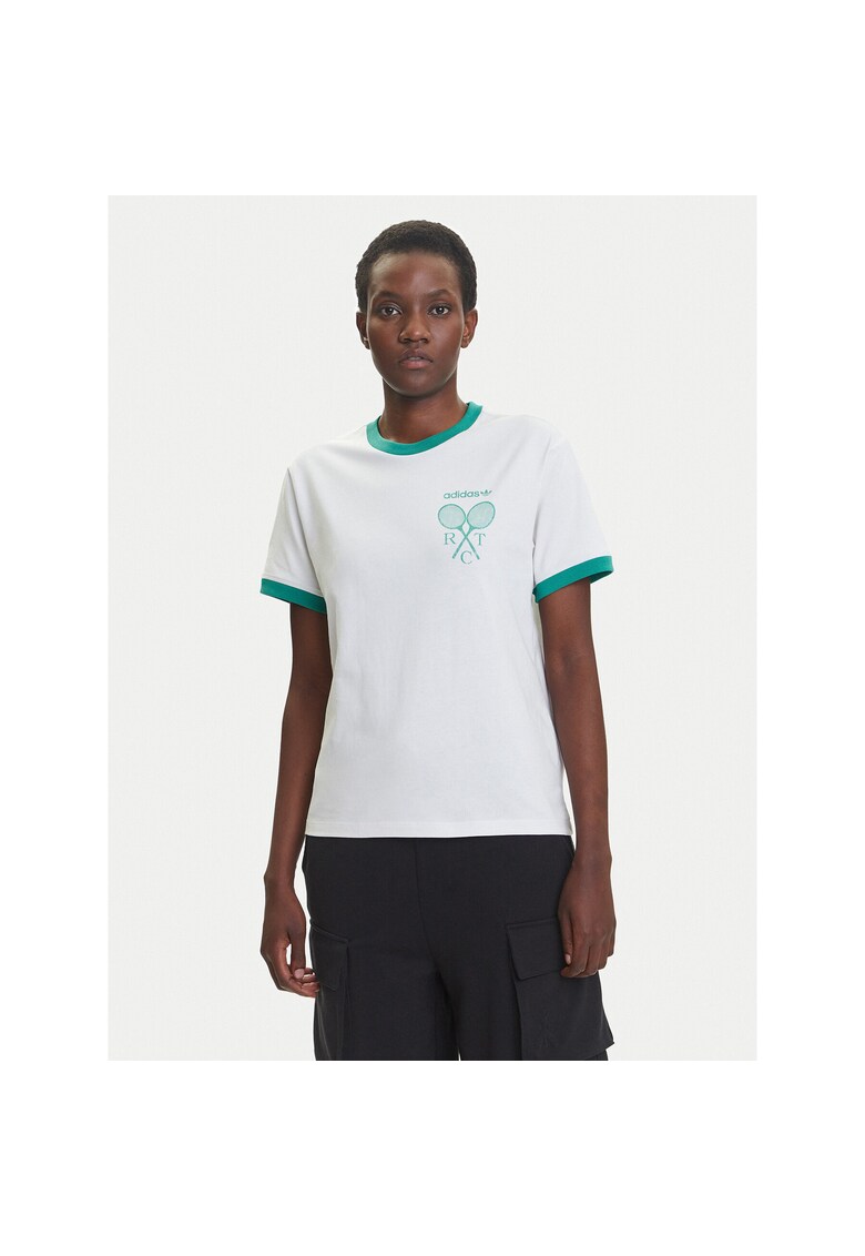 Tricou sport pentru dama - alb/verde - bumbac