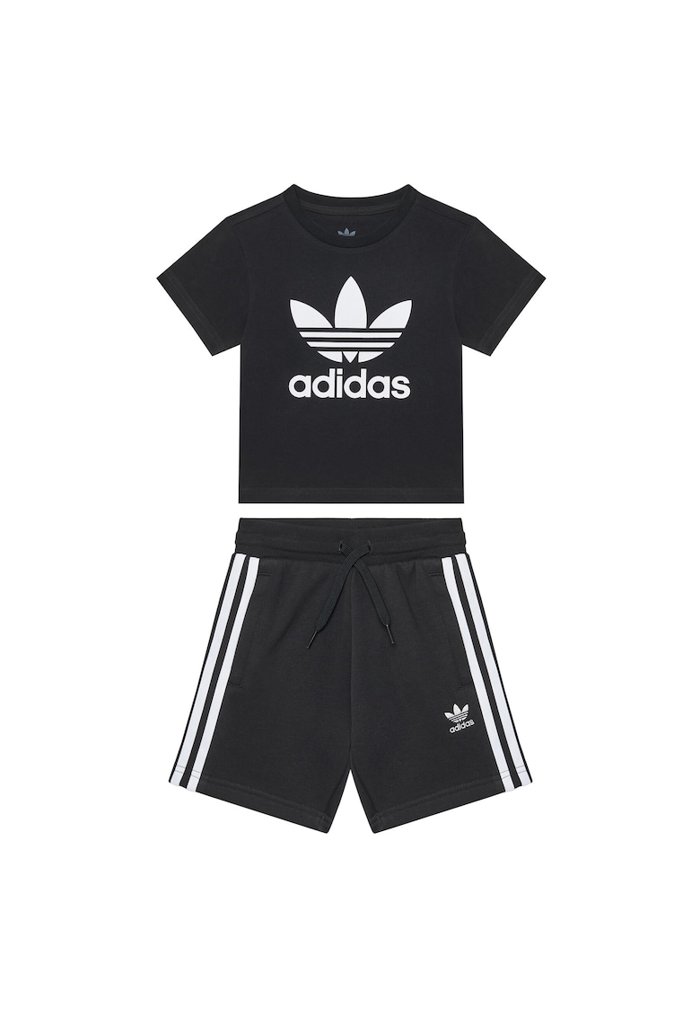 Set Tricou si Pantaloni Scurti Unisex Copii negru/alb -