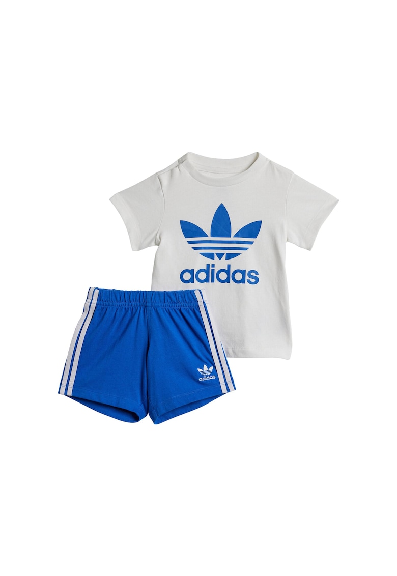 Set tricou si pantaloni scurti baiat alb/albastru