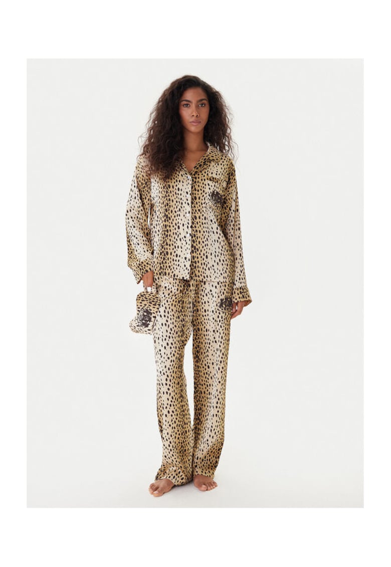 Pijamale dama bej - imprimeu leopard