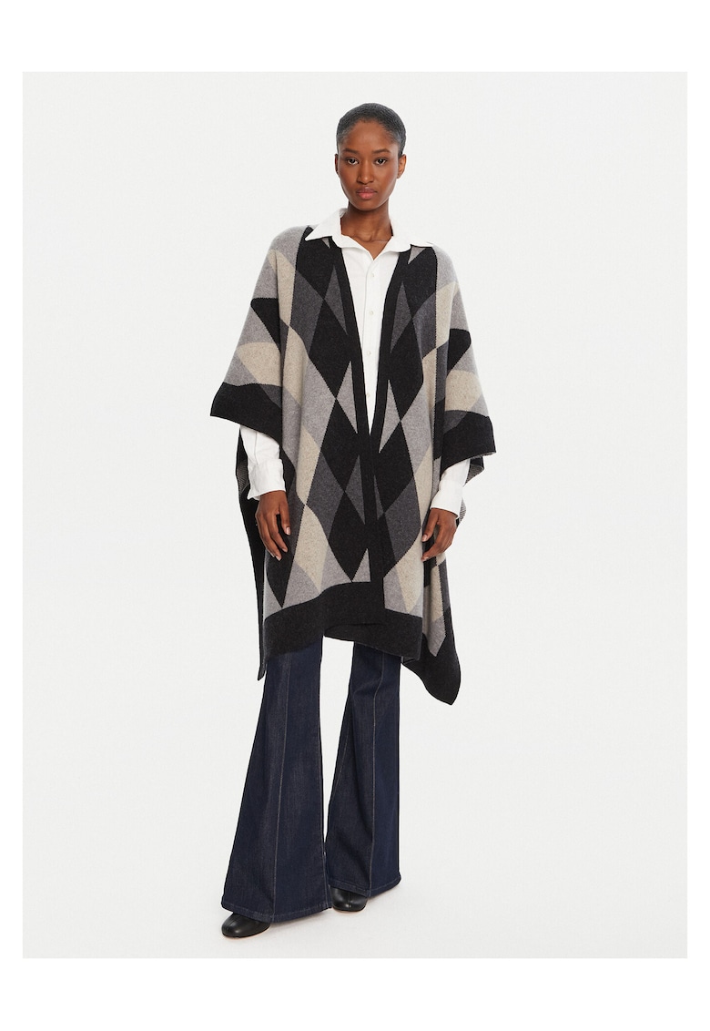 Poncho de dama gri - negru -