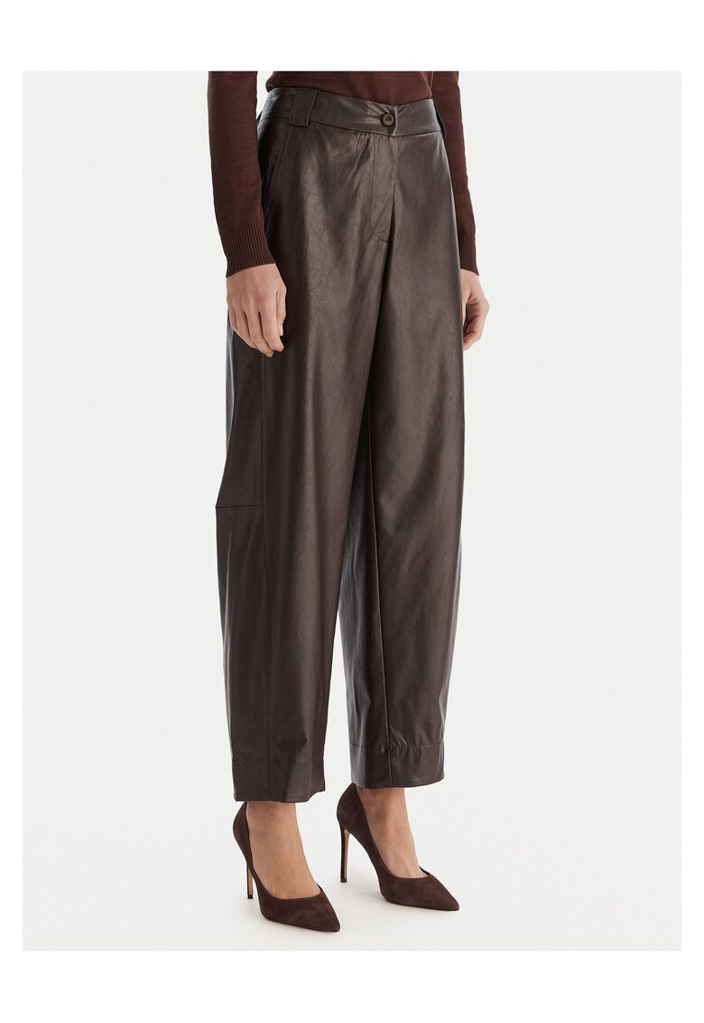 Pantaloni dama - piele ecologica - Maro