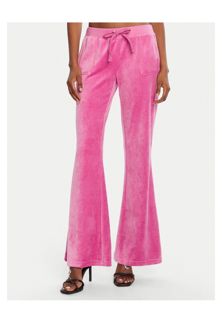 Pantaloni de trening de dama roz - evazati -
