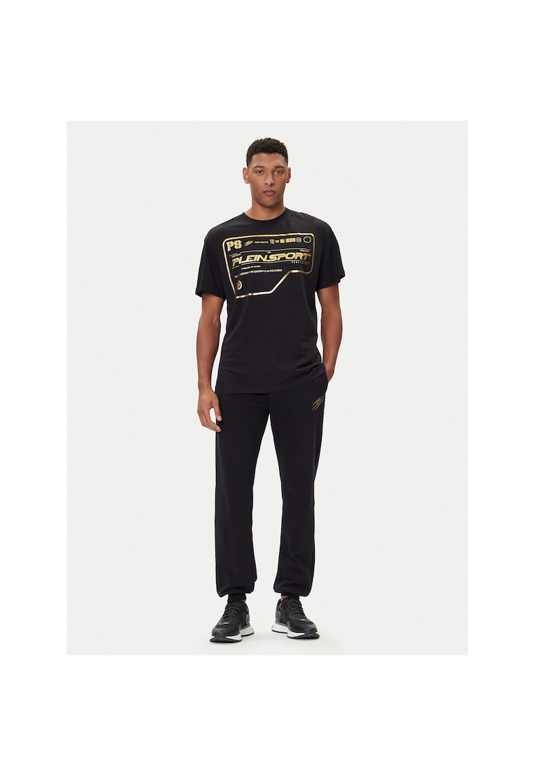 Tricou sport barbati negru/auriu - bumbac