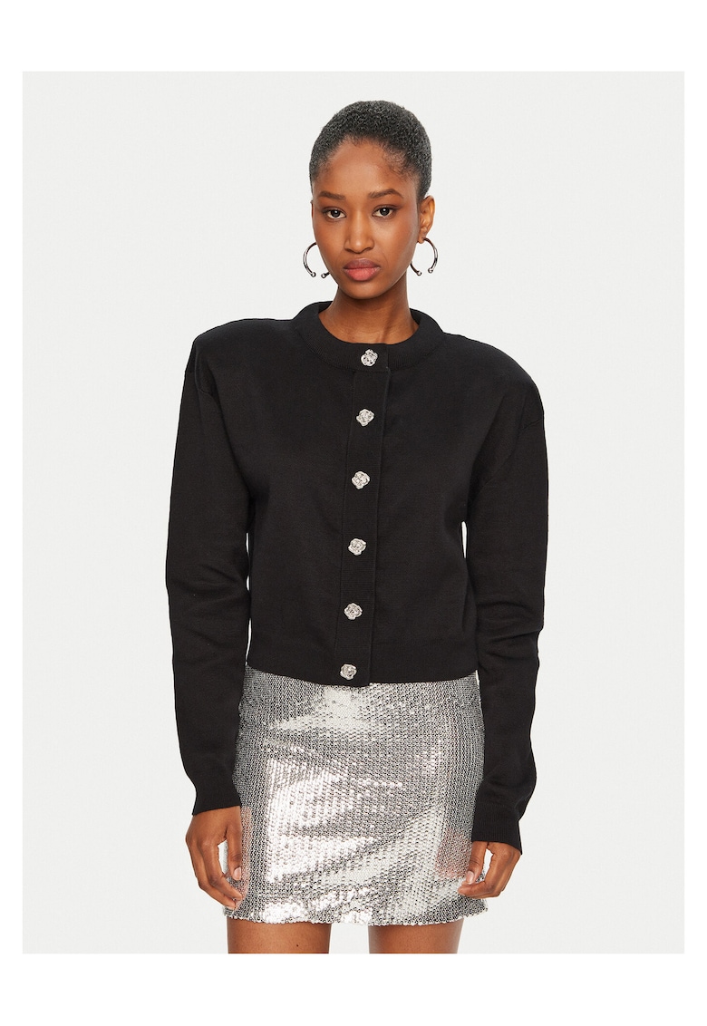 Cardigan dama - bumbac - negru - sistem inchidere nasturi -