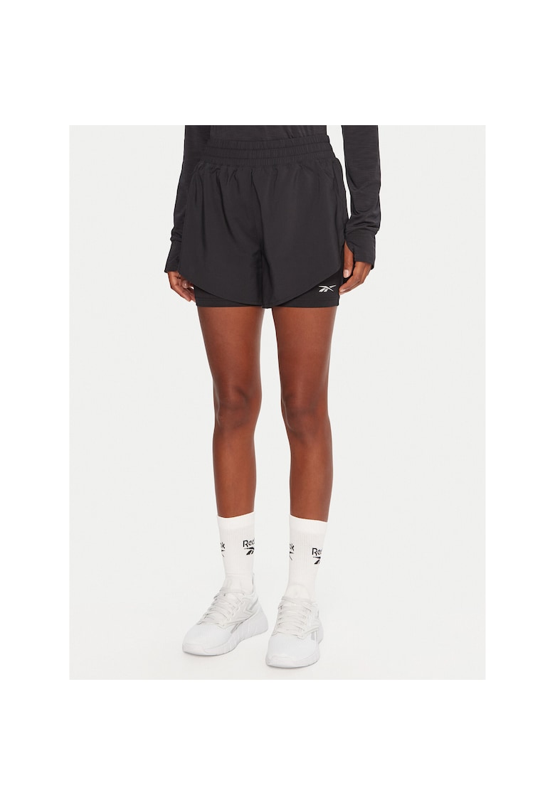 Pantaloni sport dama scurti - negru - fabricat respirabil