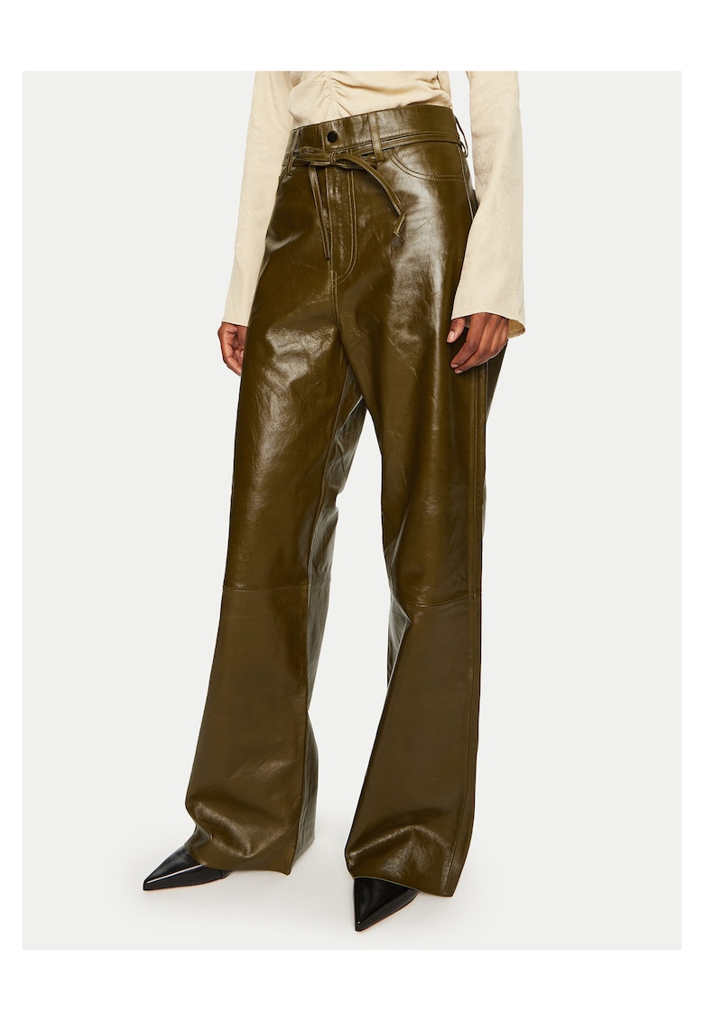 Pantaloni dama - piele - maro -
