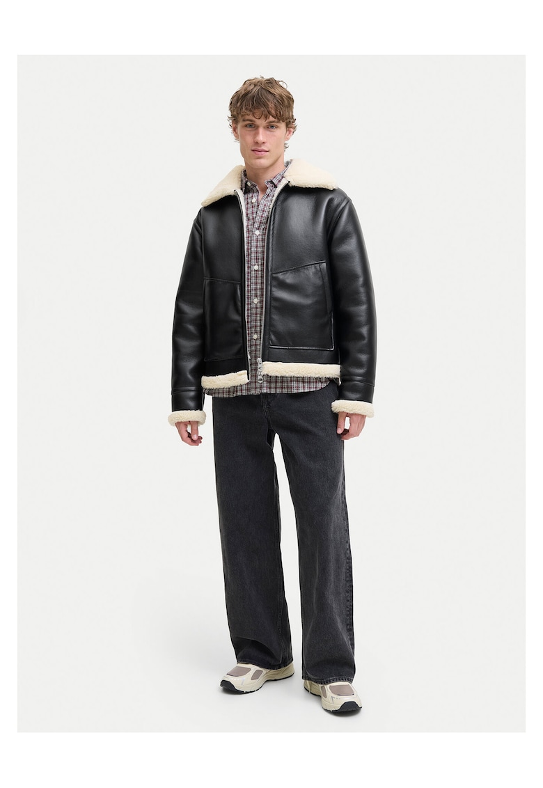 Jack & Jones Geaca din imitatie de barbati Jack negru