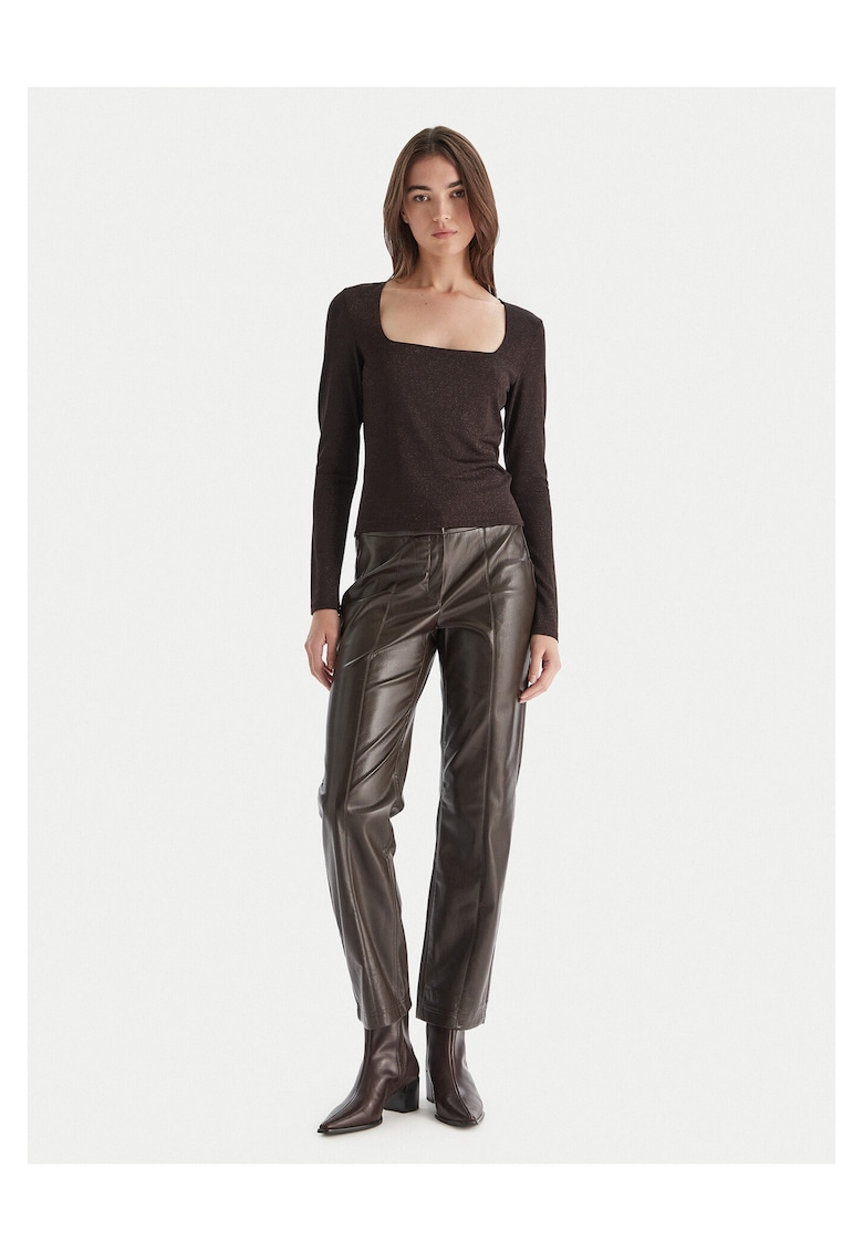 Pantaloni dama - imitatie de piele - maro - Maro