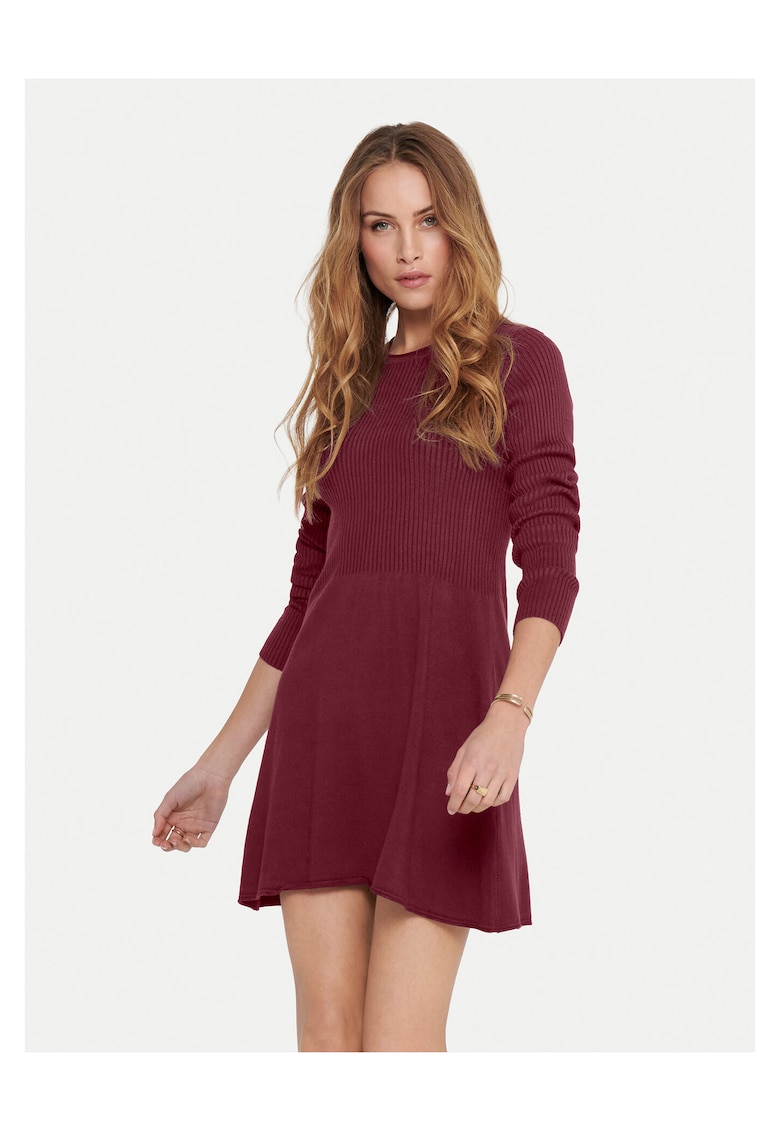 Rochie tricotata de dama bordo - fabricata din material de calitate
