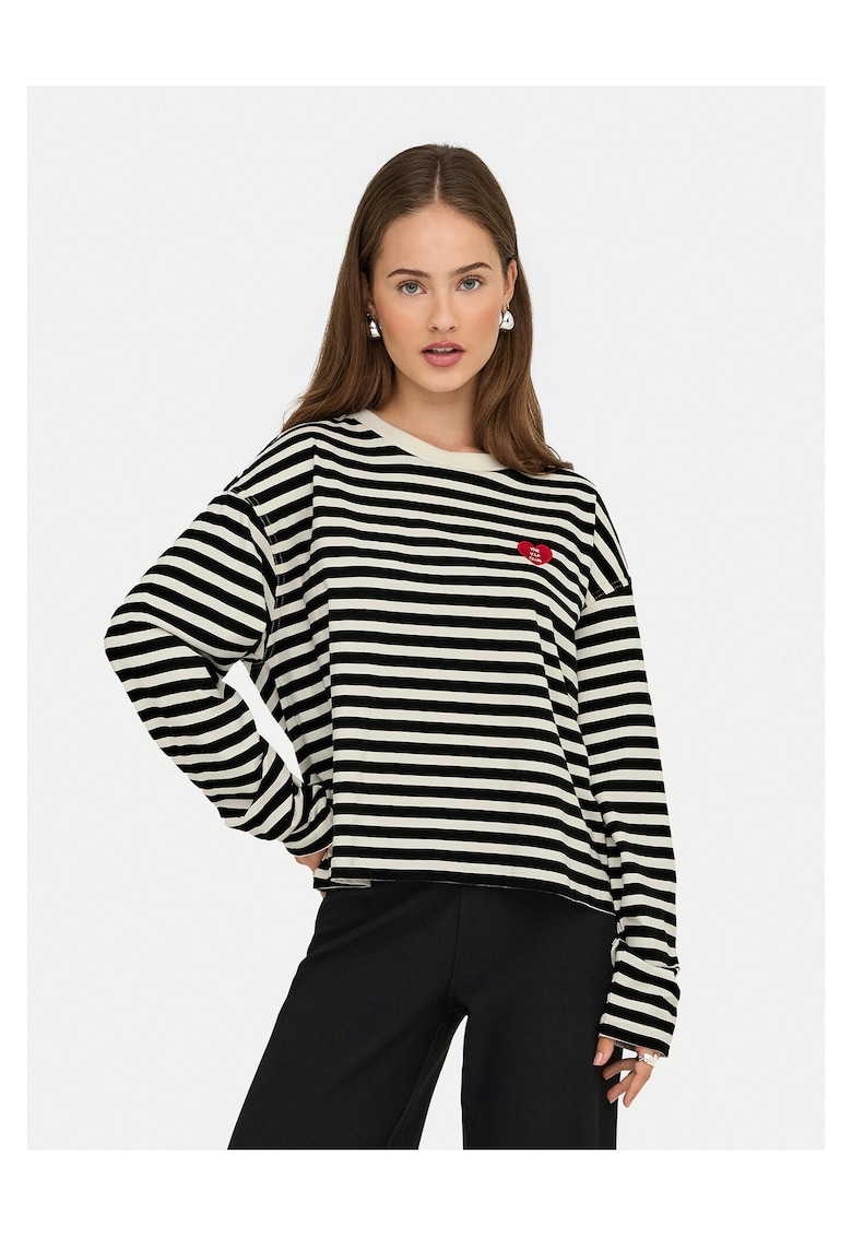 Bluza dama neagra - dungi - maneci lungi