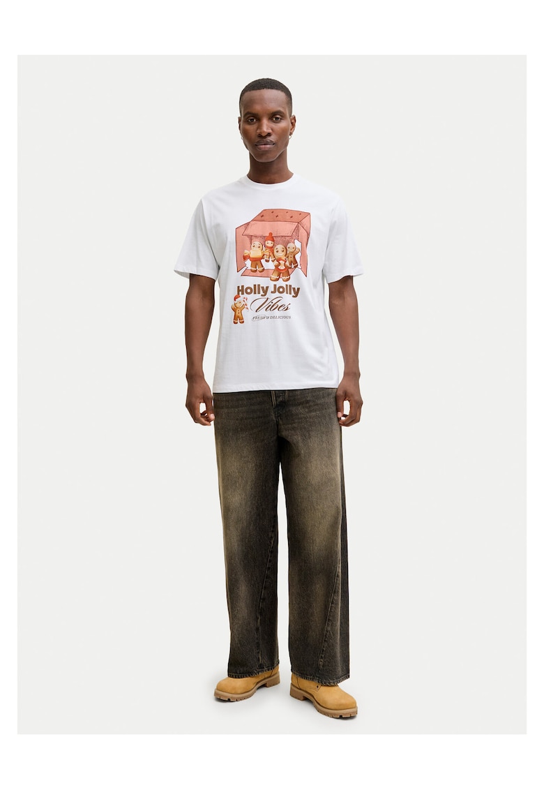 Jack & Jones Tricou barbati alb - bumbac