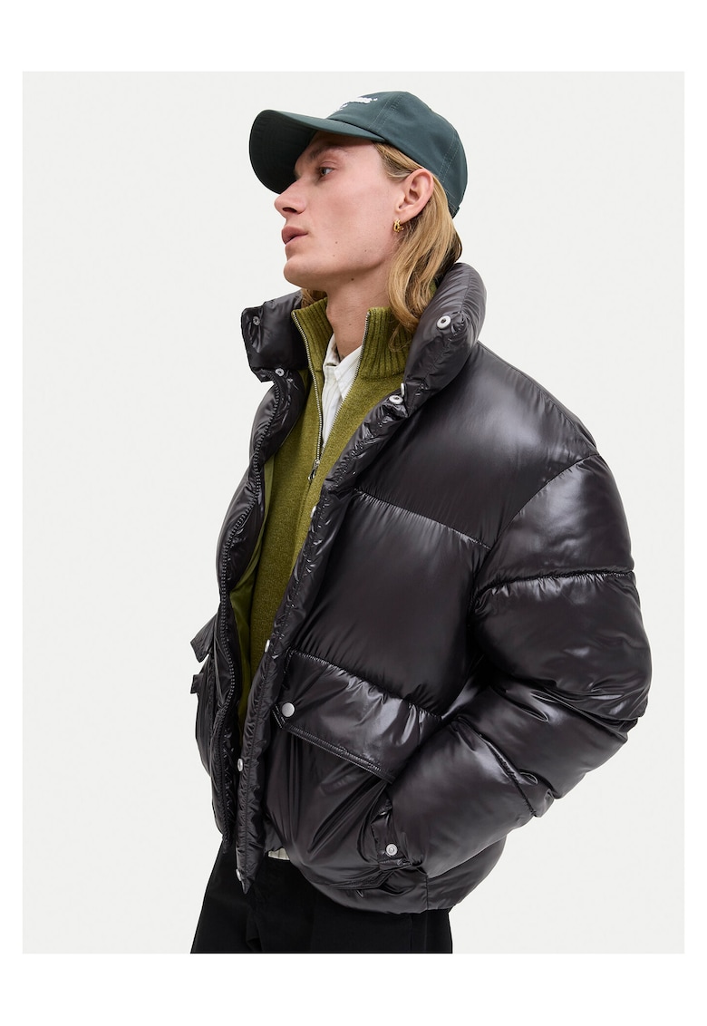 Jack & Jones Geaca de iarna barbateasca negru - material rezistent