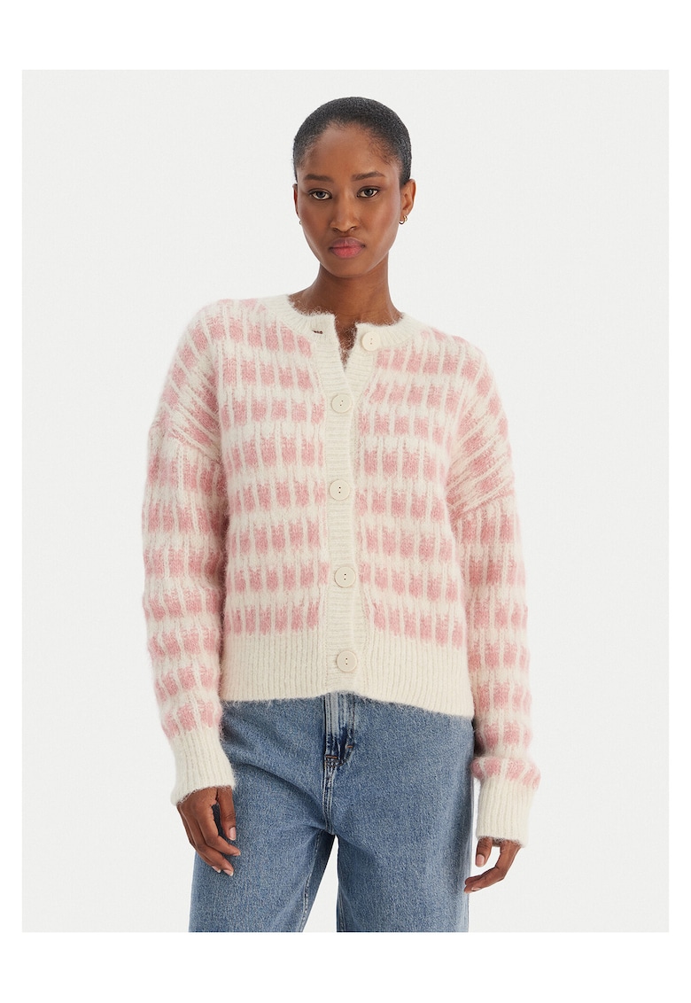 Cardigan dama bej/roz - pulover casual