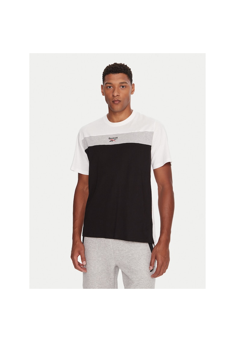 Tricou sport barbati alb/negru - bumbac -