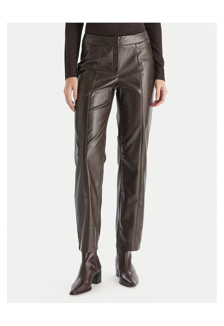 Pantaloni dama piele ecologica - maro - Maro