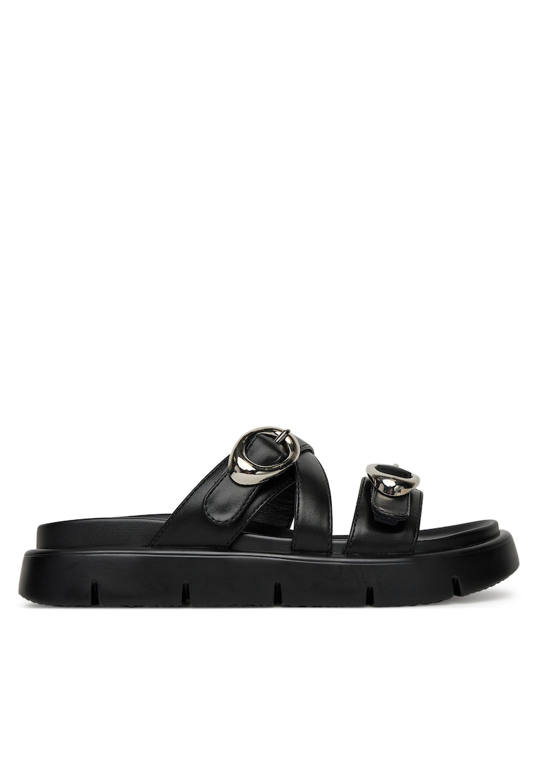 Papuci dama piele naturala - design minimalist - Negru