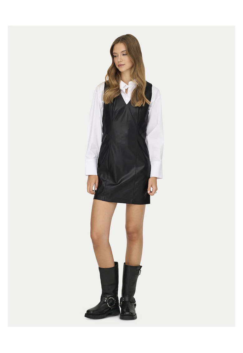 Rochie din piele ecologica - negru