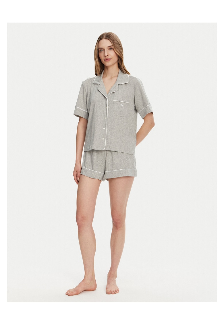 Pijamale de dama - gri - din material moale - scurte