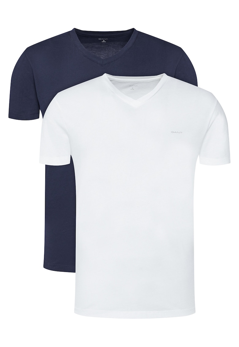 Set tricouri barbati alb - bleumarin - bumbac - Alb/Bleumarin