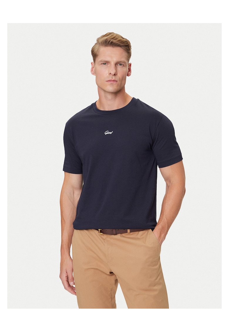 Tricou bleumarin pentru barbati - Alb