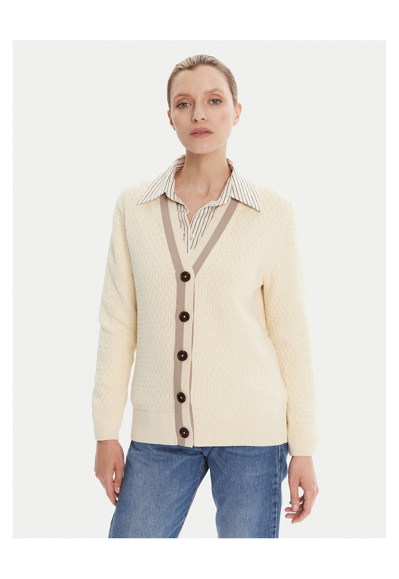 Cardigan dama ecru - pulover tricotat