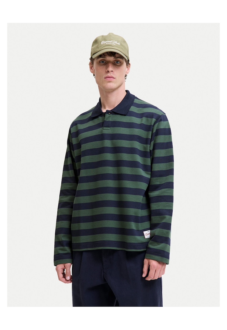 Polo barbati verde - bleumarin - bumbac