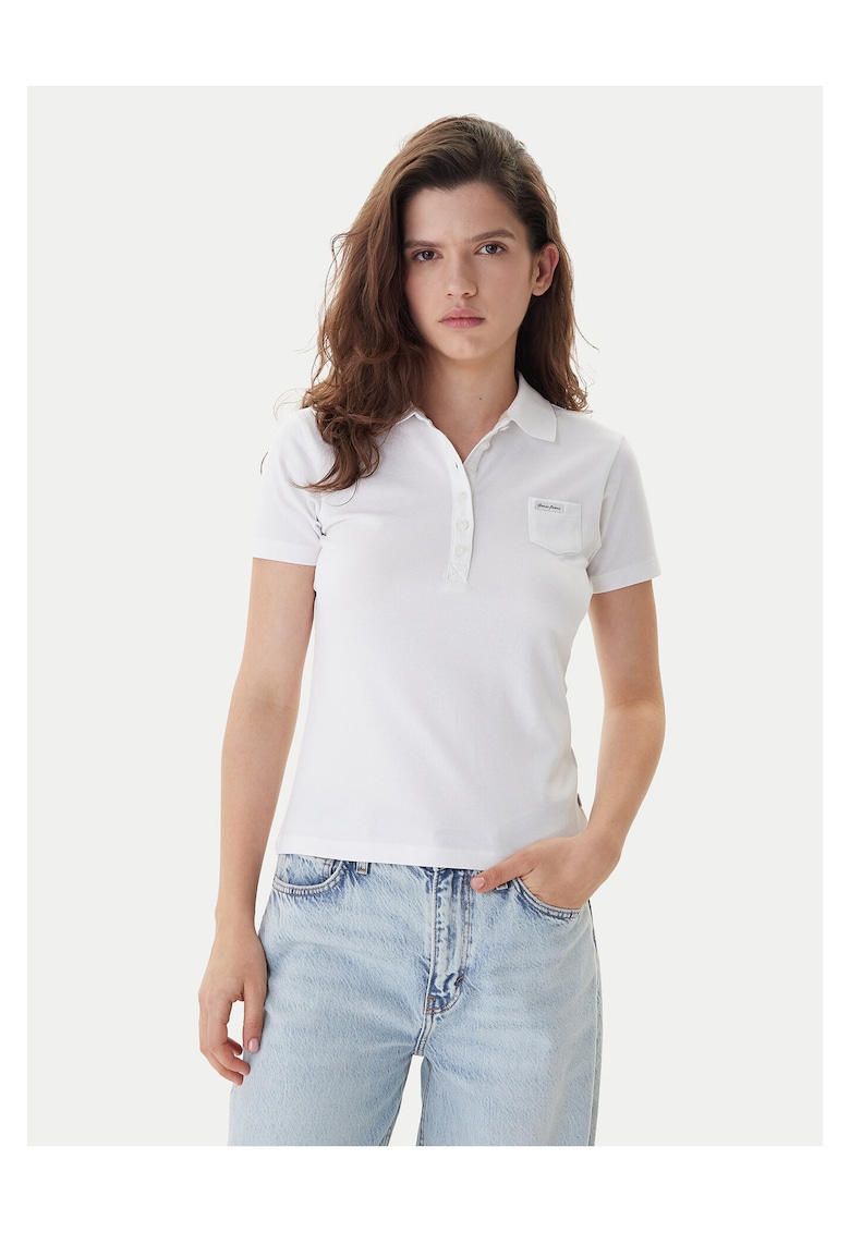 Tricou polo dama alb - bumbac -